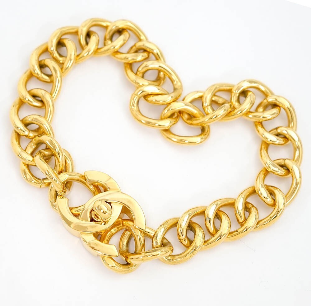 Chanel Cc Logos Turnlock Thick Chain #355001C19B